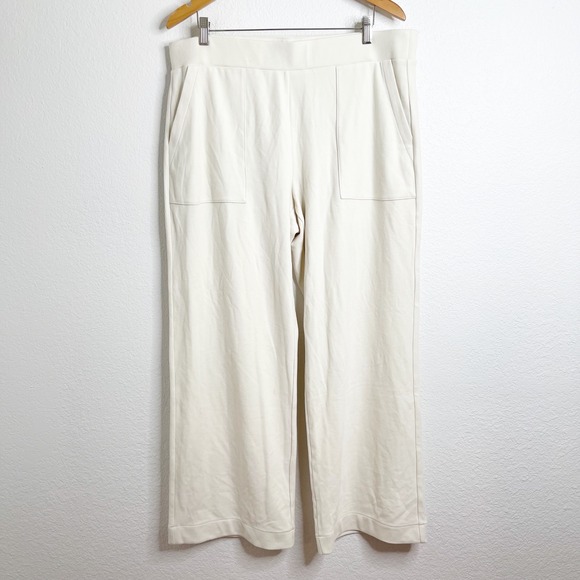 Cabi Cream Wide Leg Trousers Sweatpants High Rise Patch Pocket Pants XL - Picture 2 of 5